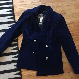 Nasty Gal Navy Velvet Jacket
